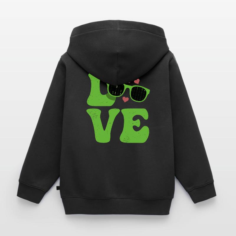 Codeur Programmeur LOVE Programmation Sweat Premium à capuche zippé enfant bio