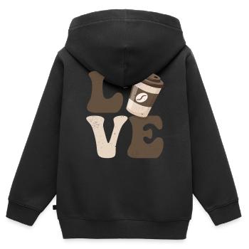 Kaffee Koffein LIEBE - Kinder Premium Organic Zip Hoodie - Schwarz - Hinten - AI Model Kid Male (0cm)