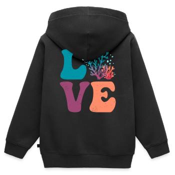 Korallenriff Meer Ozean LIEBE - Kinder Premium Organic Zip Hoodie - Schwarz - Hinten - AI Model Kid Male (0cm)