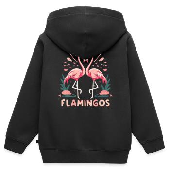 Vertrauen und Zuneigung - Flamingos der Liebe - Kinder Premium Organic Zip Hoodie - Schwarz - Hinten - AI Model Kid Male (0cm)
