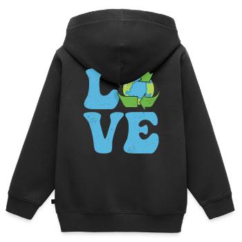 Ecologist Ecology Environment LOVE - Kids Premium Organic Zip-up Hoodie - black - Back - AI Model Kid Male (0cm)