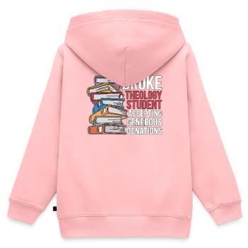 La théologie a brisé la théologie Étudiant en théologie Théologien Bible - Sweat Premium à capuche zippé enfant bio - rose - Dos - AI Model Kid Female (0cm)