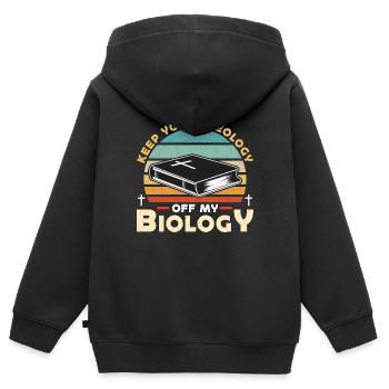 Théologie Gardez votre théologie à l’écart Mon Théologien - Sweat Premium à capuche zippé enfant bio - noir - Dos - AI Model Kid Male (0cm)