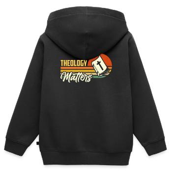 L’importance de la théologie Théologien religieux Théologien - Sweat Premium à capuche zippé enfant bio - noir - Dos - AI Model Kid Male (0cm)