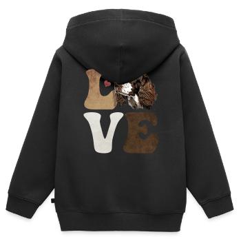 Français Springer Spaniel Dog LOVE - Sweat Premium à capuche zippé enfant bio - noir - Dos - AI Model Kid Male (0cm)