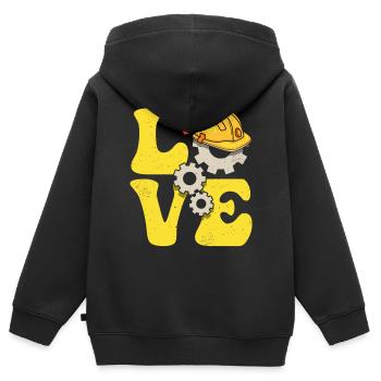 Engineer Engineering LOVE - Kids Premium Organic Zip-up Hoodie - black - Back - AI Model Kid Male (0cm)