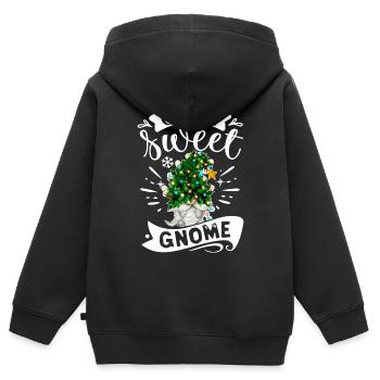 Gnomies de Noël Gnome Doux Gnome Gnome de Noël Gnome - Sweat Premium à capuche zippé enfant bio - noir - Dos - AI Model Kid Male (0cm)