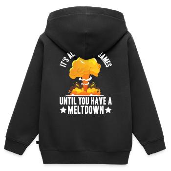 Kernkraftwerk - Kinder Premium Organic Zip Hoodie - Schwarz - Hinten - AI Model Kid Male (0cm)