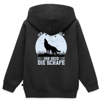 Wolfliebhaber Wolffan Wolf Wolfrudel - Kinder Premium Organic Zip Hoodie - Schwarz - Hinten - AI Model Kid Male (0cm)
