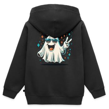 Paix fantomatique : un message paisible d’Halloween - Sweat Premium à capuche zippé enfant bio - noir - Dos - AI Model Kid Male (0cm)