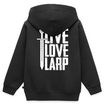 Live-Action-Rollenspiele - Kinder Premium Organic Zip Hoodie - Schwarz - Hinten - AI Model Kid Male (0cm)