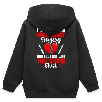 Rétablissement des survivants - Sweat Premium à capuche zippé enfant bio - noir - Dos - AI Model Kid Male (0cm)