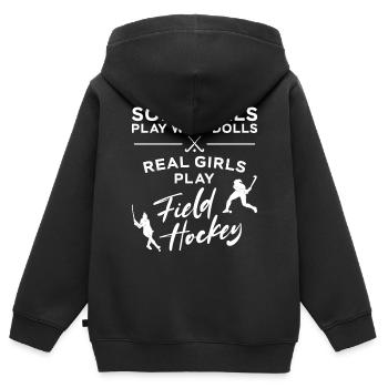 Field Hockey Some Girls Play With - Kids Premium Organic Zip-up Hoodie - black - Back - AI Model Kid Male (0cm)