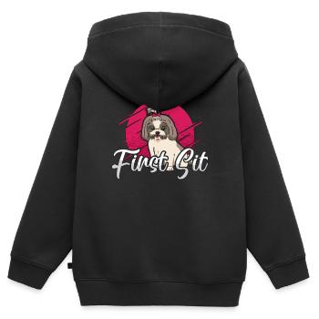 Dresseur de chiens d’assistance Premier entraîneur d’école pour animaux de compagnie assis - Sweat Premium à capuche zippé enfant bio - noir - Dos - AI Model Kid Male (0cm)