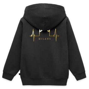 Mailand Skyline Italien Herzschlag Fan Love Milano - Kinder Premium Organic Zip Hoodie - Schwarz - Hinten - AI Model Kid Male (0cm)