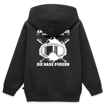 Wintersportler Skifahren Skipiste Skifahrer - Kinder Premium Organic Zip Hoodie - Schwarz - Hinten - AI Model Kid Male (0cm)