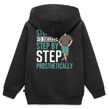 Beinprothese Amputierter - Kinder Premium Organic Zip Hoodie - Schwarz - Hinten - AI Model Kid Male (0cm)