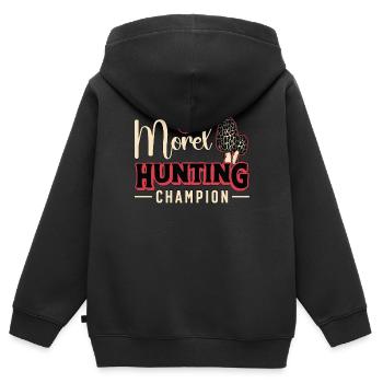 Mushroom Hunting Morel Hunting Champion Mycologist - Kinder Premium Organic Zip Hoodie - Schwarz - Hinten - AI Model Kid Male (0cm)