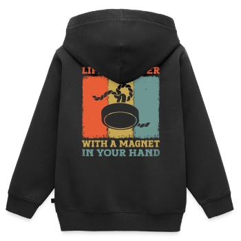 La vie est meilleure avec un aimant dans votre aimant de main - Sweat Premium à capuche zippé enfant bio - noir - Dos - AI Model Kid Male (0cm)