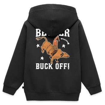 Lustiger Stierreiter Stierreitender Cowboy - Kinder Premium Organic Zip Hoodie - Schwarz - Hinten - AI Model Kid Male (0cm)