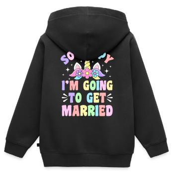 Douche nuptiale de mariage - Sweat Premium à capuche zippé enfant bio - noir - Dos - AI Model Kid Male (0cm)