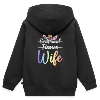 Douche nuptiale de fiançailles - Sweat Premium à capuche zippé enfant bio - noir - Dos - AI Model Kid Male (0cm)
