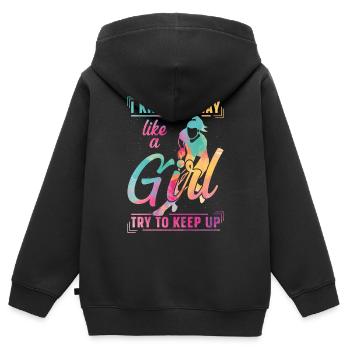 Field Hockey Watercolor I Know I - Kinder Premium Organic Zip Hoodie - Schwarz - Hinten - AI Model Kid Male (0cm)