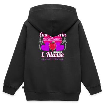 Lehrerin im Ruhestand bleibt 1. Klasse Geschenk - Kinder Premium Organic Zip Hoodie - Schwarz - Hinten - AI Model Kid Male (0cm)