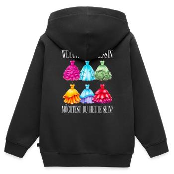 Prinzessin Kleider Anziehen Auswahl Märchen - Kinder Premium Organic Zip Hoodie - Schwarz - Hinten - AI Model Kid Male (0cm)