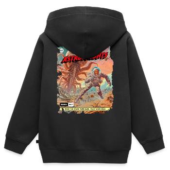 Comicstrip, 50er Jahre Comic, Weltraum Monster - Kinder Premium Organic Zip Hoodie - Schwarz - Hinten - AI Model Kid Male (0cm)