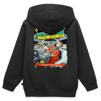 Comic, Comicstrip, 50er Jahre, Weltraum Abenteuer - Kinder Premium Organic Zip Hoodie - Schwarz - Hinten - AI Model Kid Male (0cm)