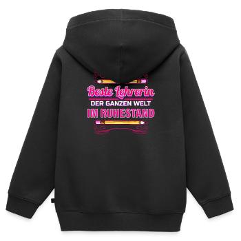 Beste Lehrerin im Ruhestand Geschenk für Lehrer - Kinder Premium Organic Zip Hoodie - Schwarz - Hinten - AI Model Kid Male (0cm)