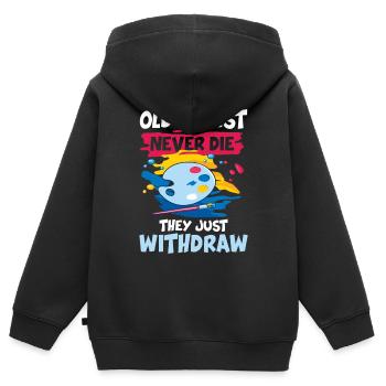 Old Artist Never Die They Just Withdraw - Kinder Premium Organic Zip Hoodie - Schwarz - Hinten - AI Model Kid Male (0cm)