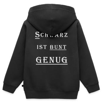 SCHWARZ IST BUNT GENUG - Kinder Premium Organic Zip Hoodie - Schwarz - Hinten - AI Model Kid Male (0cm)