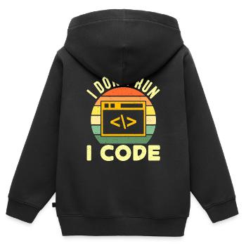 Network Engineer I Don't Run I Code Programmer - Kinder Premium Organic Zip Hoodie - Schwarz - Hinten - AI Model Kid Male (0cm)