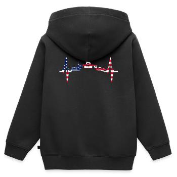 Washington D.C. Skyline Heartbeat Côte Est des États-Unis - Sweat Premium à capuche zippé enfant bio - noir - Dos - AI Model Kid Male (0cm)