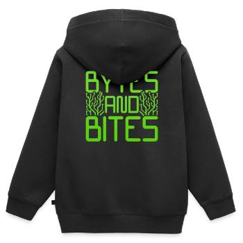 Network Administrator Bytes And Bites - Kids Premium Organic Zip-up Hoodie - black - Back - AI Model Kid Male (0cm)