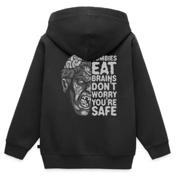 Zombies Fressen Gehirn Keine Sorge Du Bist Sicher - Kinder Premium Organic Zip Hoodie - Schwarz - Hinten - AI Model Kid Male (0cm)