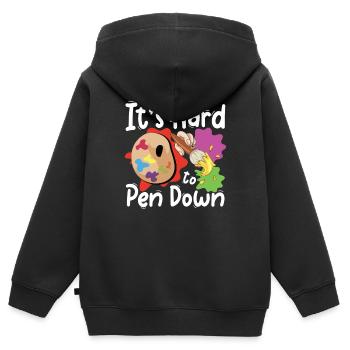 It's Hard To Pen Down - Kinder Premium Organic Zip Hoodie - Schwarz - Hinten - AI Model Kid Male (0cm)