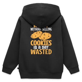 Pfadfinderkeks-Händler - Kinder Premium Organic Zip Hoodie - Schwarz - Hinten - AI Model Kid Male (0cm)