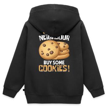 Pfadfinderkeks-Händler - Kinder Premium Organic Zip Hoodie - Schwarz - Hinten - AI Model Kid Male (0cm)