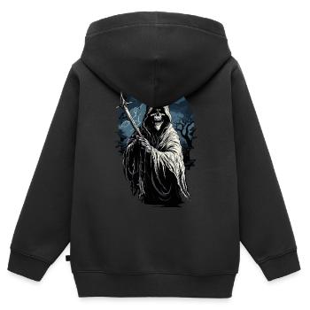 Gruseliger Halloween Sensenmann Grim Reaper - Kinder Premium Organic Zip Hoodie - Schwarz - Hinten - AI Model Kid Male (0cm)