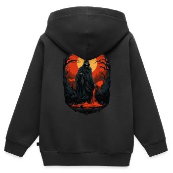 Gruseliger Halloween Sensenmann Grim Reaper - Kinder Premium Organic Zip Hoodie - Schwarz - Hinten - AI Model Kid Male (0cm)