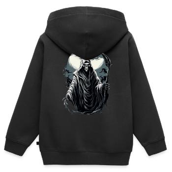 Gruseliger Halloween Sensenmann Grim Reaper - Kinder Premium Organic Zip Hoodie - Schwarz - Hinten - AI Model Kid Male (0cm)