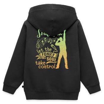 Soul Music, Soul Music, Soul Singer Saying - Kids Premium Organic Zip-up Hoodie - black - Back - AI Model Kid Male (0cm)