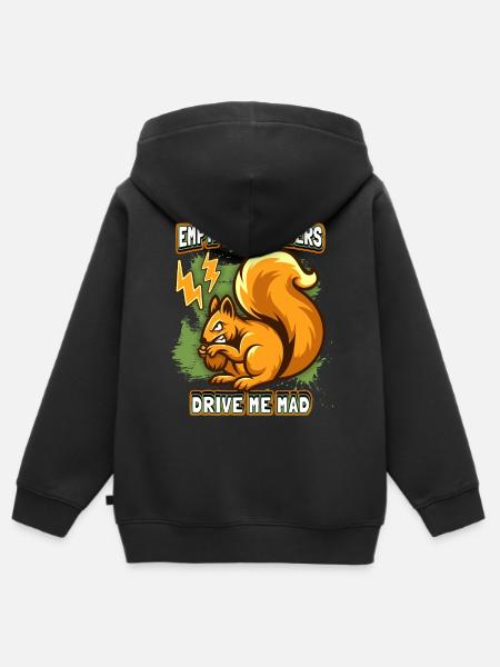 Lustiger Eichhörnchen-Spruch im Comic-Stil - Kinder Premium Organic Zip Hoodie - Schwarz