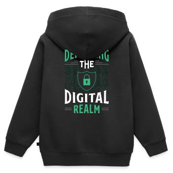 Cybersecurity Defending The Digital Realm Analyst - Kids Premium Organic Zip-up Hoodie - black - Back - AI Model Kid Male (0cm)