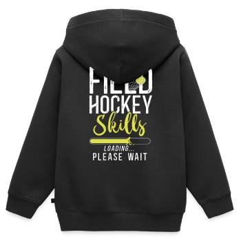 Compétences de hockey sur gazon - Sweat Premium à capuche zippé enfant bio - noir - Dos - AI Model Kid Male (0cm)