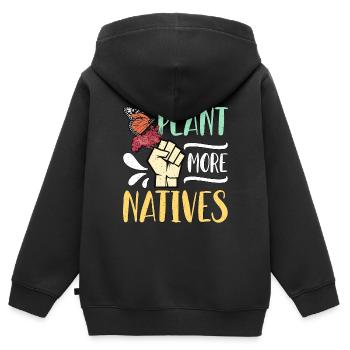 Plante d’asclépiade Plus d’indigènes Monarques Papillons - Sweat Premium à capuche zippé enfant bio - noir - Dos - AI Model Kid Male (0cm)