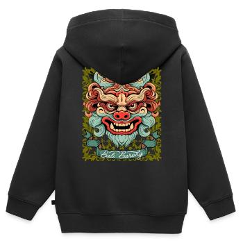 Asien Maske, Indonesische Barong Gottheit, Bali - Kinder Premium Organic Zip Hoodie - Schwarz - Hinten - AI Model Kid Male (0cm)